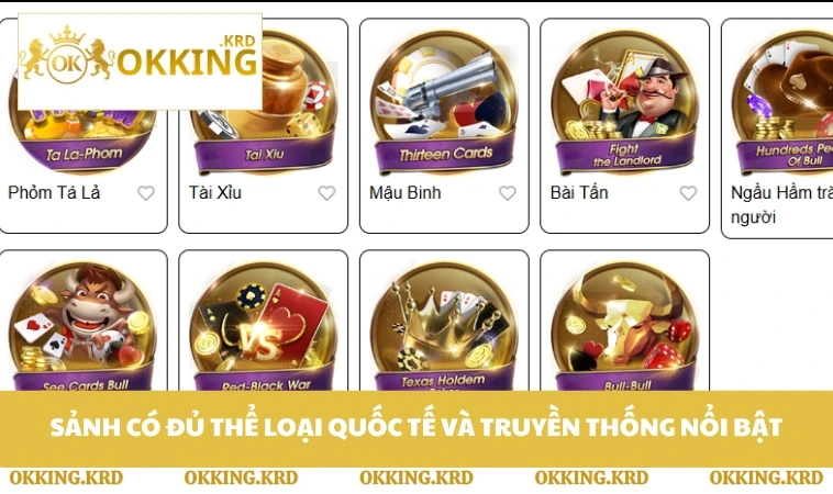 Sảnh có đủ thể loại quốc tế và truyền thống nổi bật