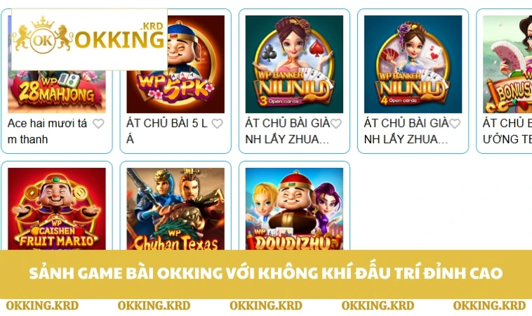 Sảnh game bài OKKING với không khí đấu trí đỉnh cao